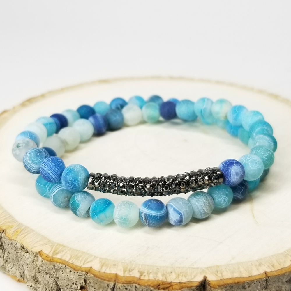 NEW Genuine Natural Stones Double Bracelet Choker